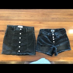 Lot of black Jean skirt and shorts.